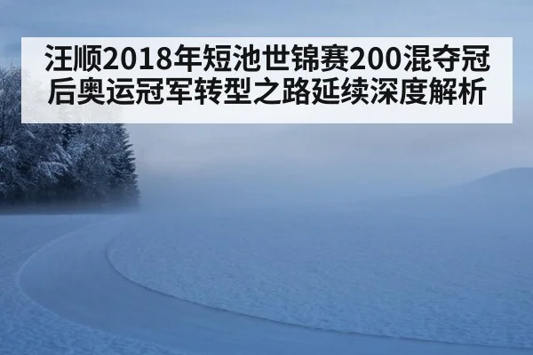 汪顺2018年短池世锦赛200混夺冠后奥运冠军转型之路延续深度解析